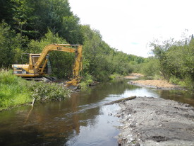 Heavy equipment brought in to facilitate dredging