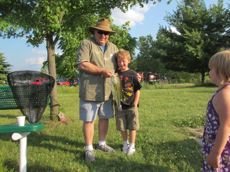 Jack and his customer with 17" Largemouth bass