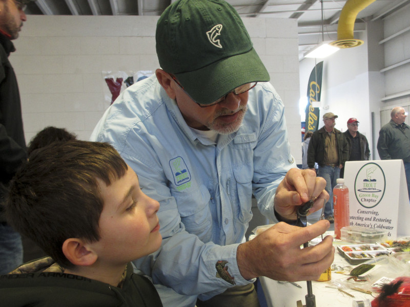 Mike Renish demonstrating some fly tying techniques