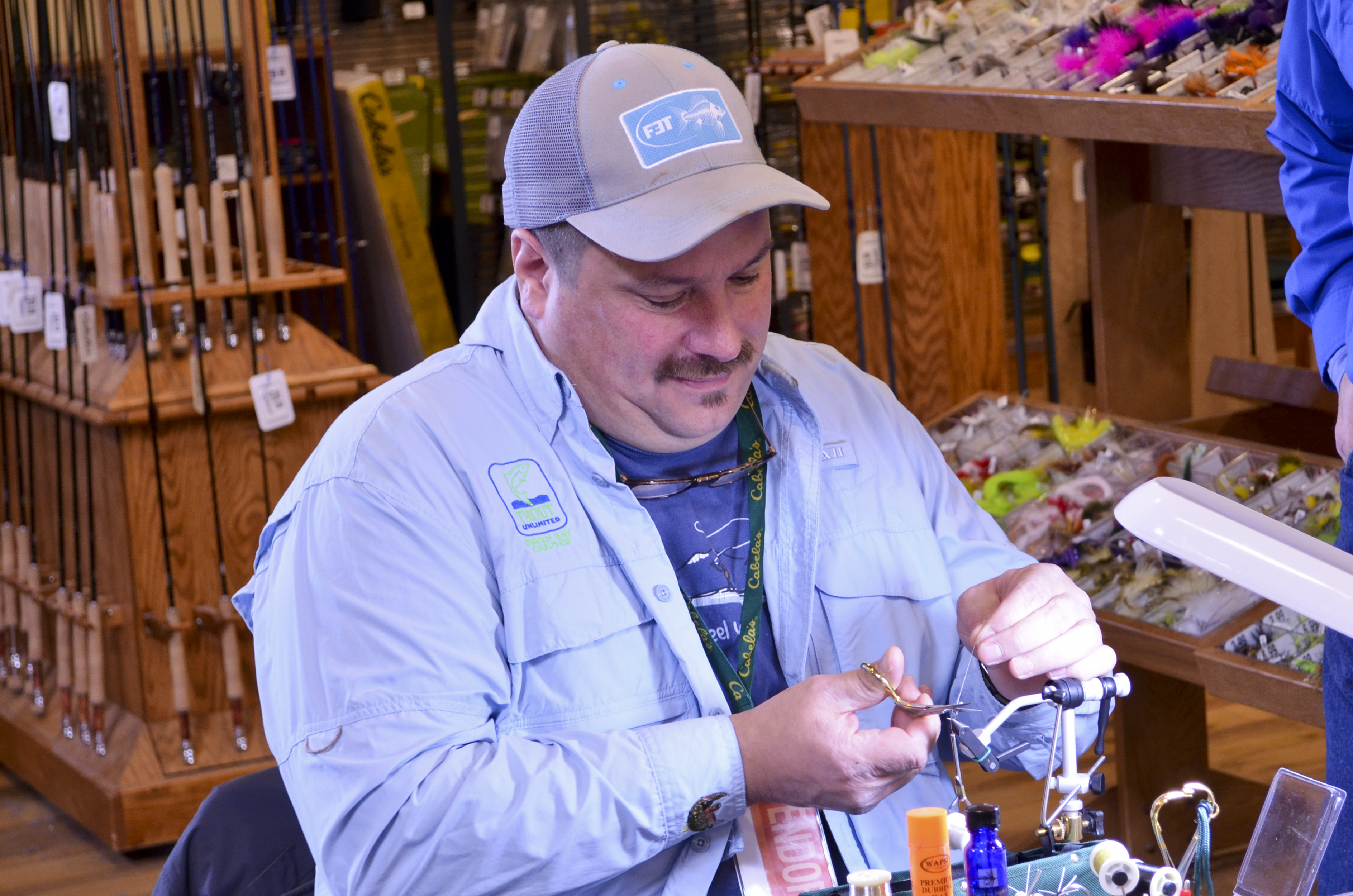 Paul working on one of Jerry's Panfish creations